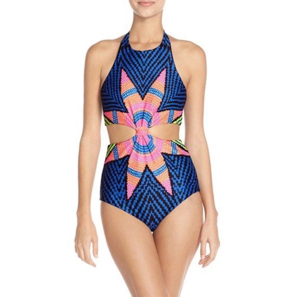 Sexy Colorful Blue Monokini Bikini Bathing Suit - Picture 2 of 8