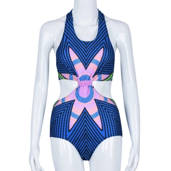 Sexy Colorful Blue Monokini Bikini Bathing Suit - Picture 5 of 8