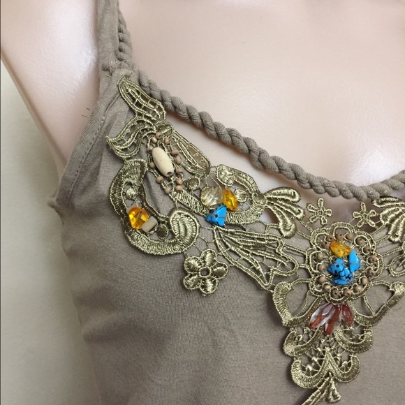 NWOT spaghetti top with jewel beads from Austria - Picture 2 of 5