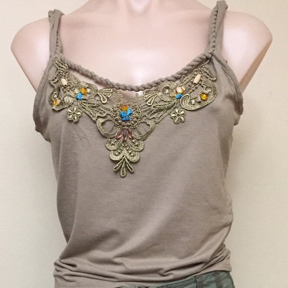 NWOT spaghetti top with jewel beads from Austria - Picture 4 of 5