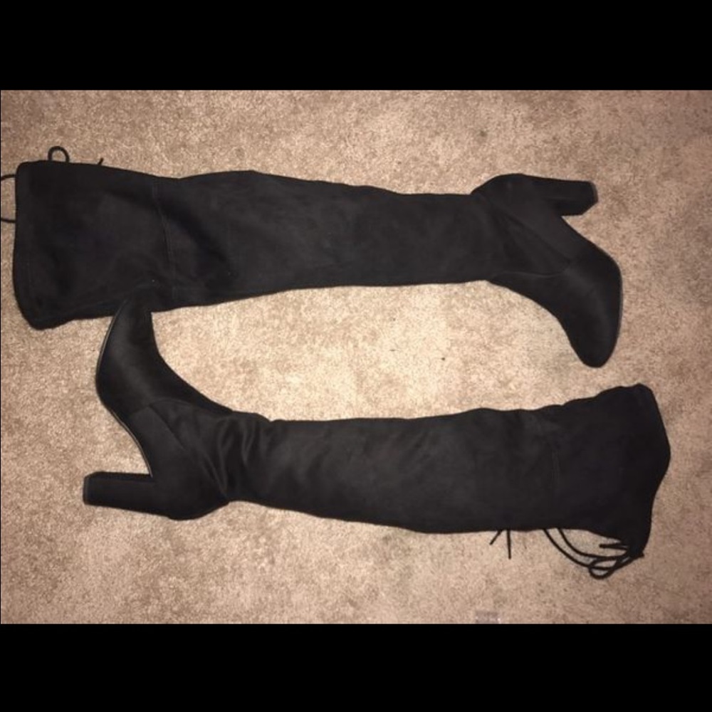 Black thigh high boots