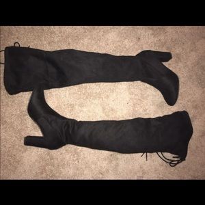 Black thigh high boots