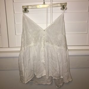 Forever 21 White Eyelet Tank Top