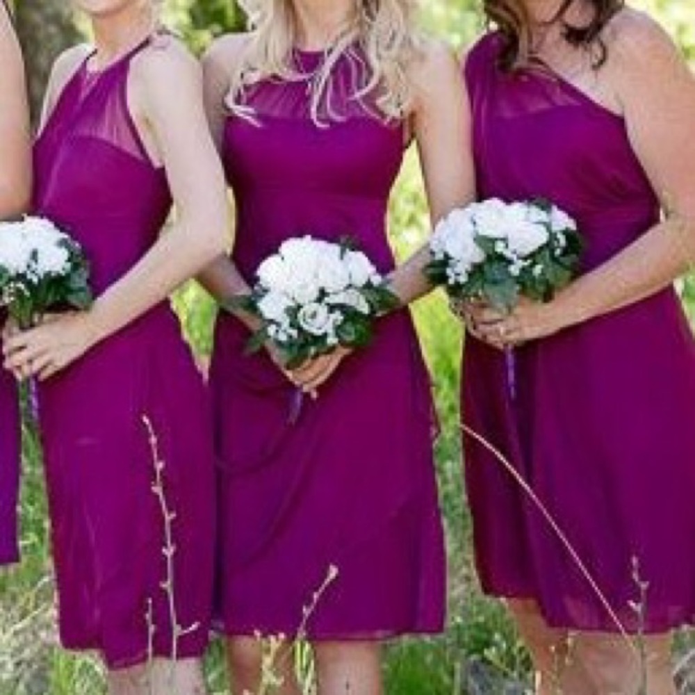 Sangria color; David's bridal bridesmaid dress