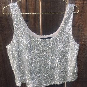 Silver sequin crop top