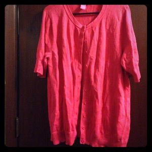 Pink short sleeved cardigan 1x