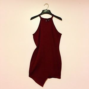 WINDSOR Burgundy Bodycon Halter Mini Dress