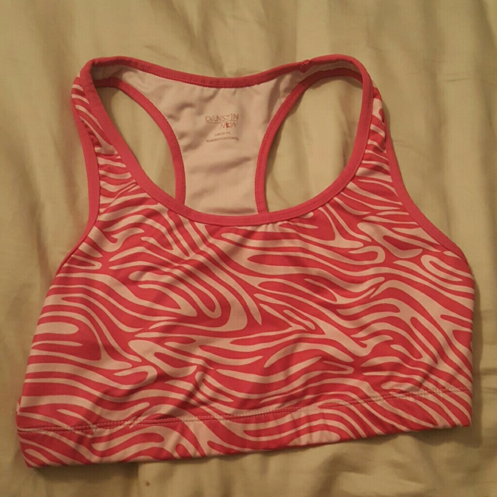 Pink zebra striped sports bra by Danskin
