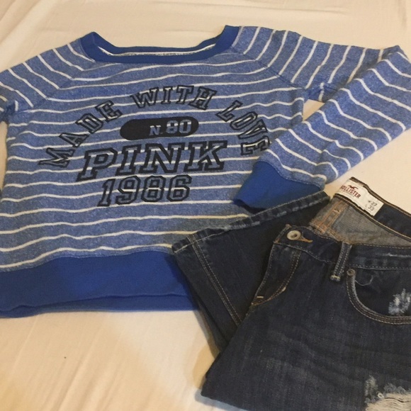 ❌SOLD❌Blue Victoria Secret PINK sweatshirt - Picture 3 of 4