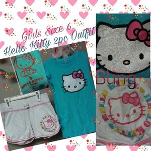 Girls Super Cute Hello Kitty 2pc Outfit Size 6