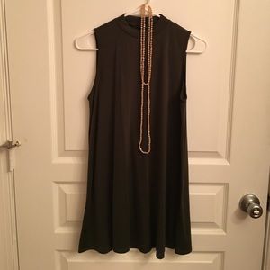 Olive Green Turtleneck Shift Dress