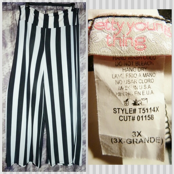 plus size black and white striped pants