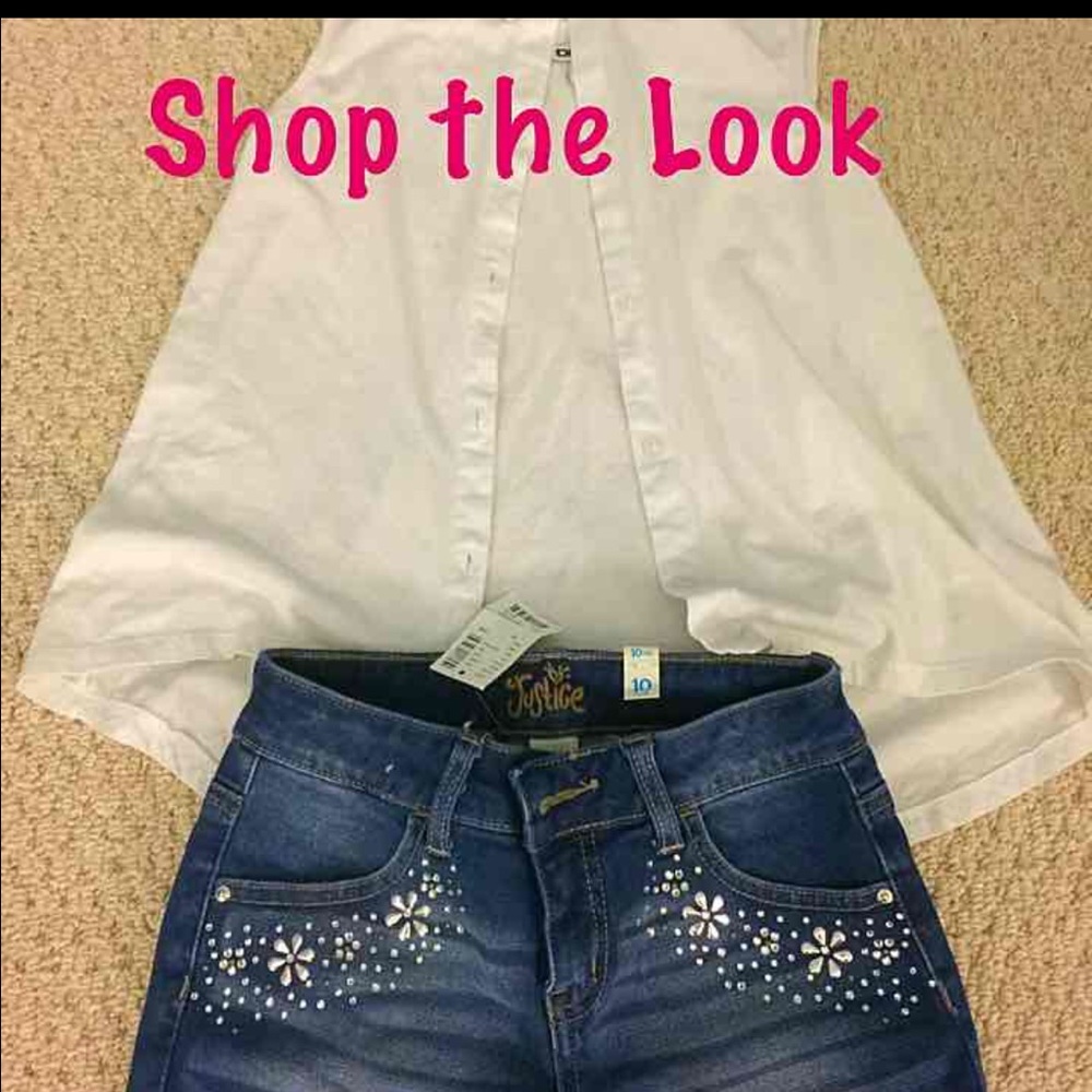 Justice embellished denim shorts sz 10.