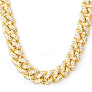galleria of gold Accessories - 18mm Iced Out Cuban link chain galleria of gold Accessories - 18mm Iced Out Cuban link chain