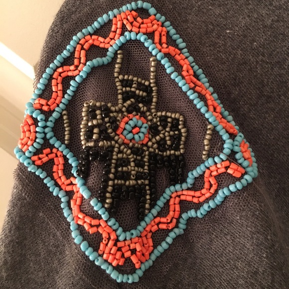 Crew Neck Sweatshirt Sweater with Beaded Shoulders - Picture 2 of 4