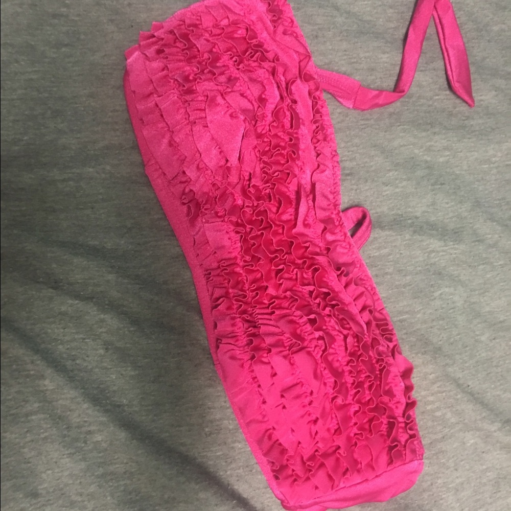 Pink ruffle bathing suit
