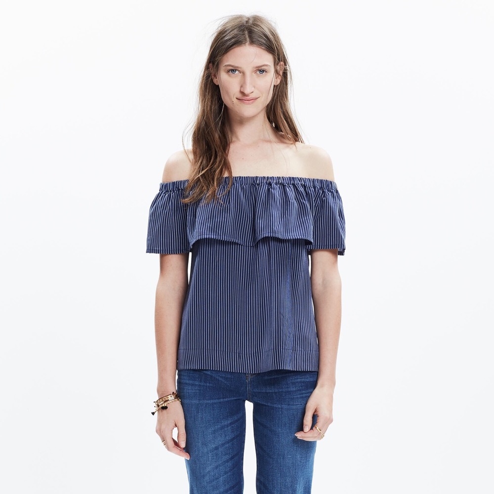 Madewell silk off the shoulder top