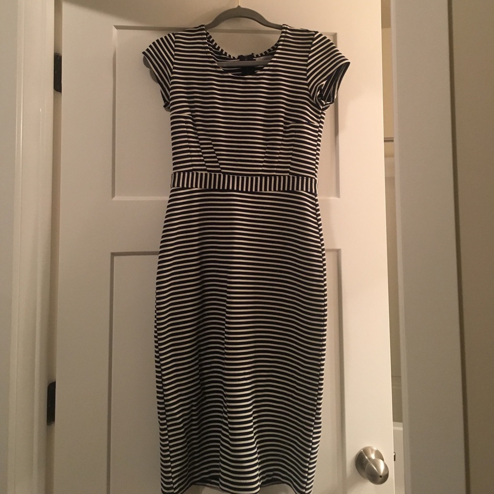 Navy blue and white striped dress - Picture 2 of 4