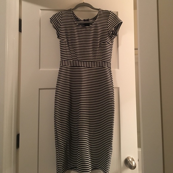 Navy blue and white striped dress - Picture 2 of 4