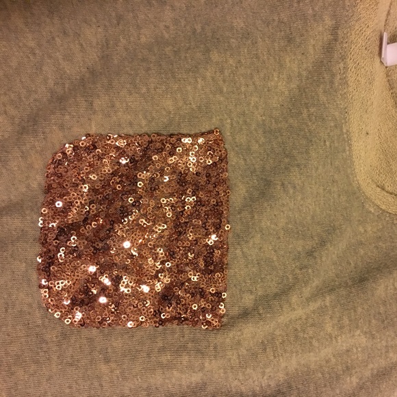 Sweatshirt Sweater- Rose Gold Sequin Pocket - Picture 3 of 3