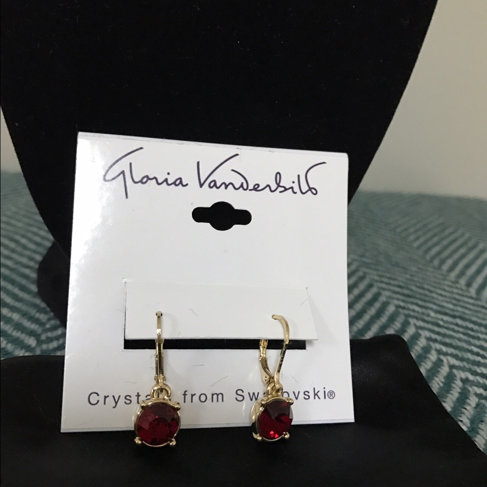 Red earrings with Swarovski crystals