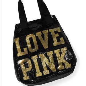 Victoria's Secret Sequined Black Gold Bag