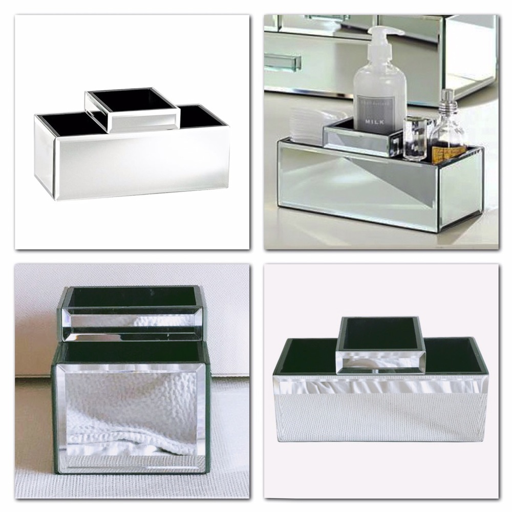 Pottery Barn Mirrored Makeup Storage Brush Holder