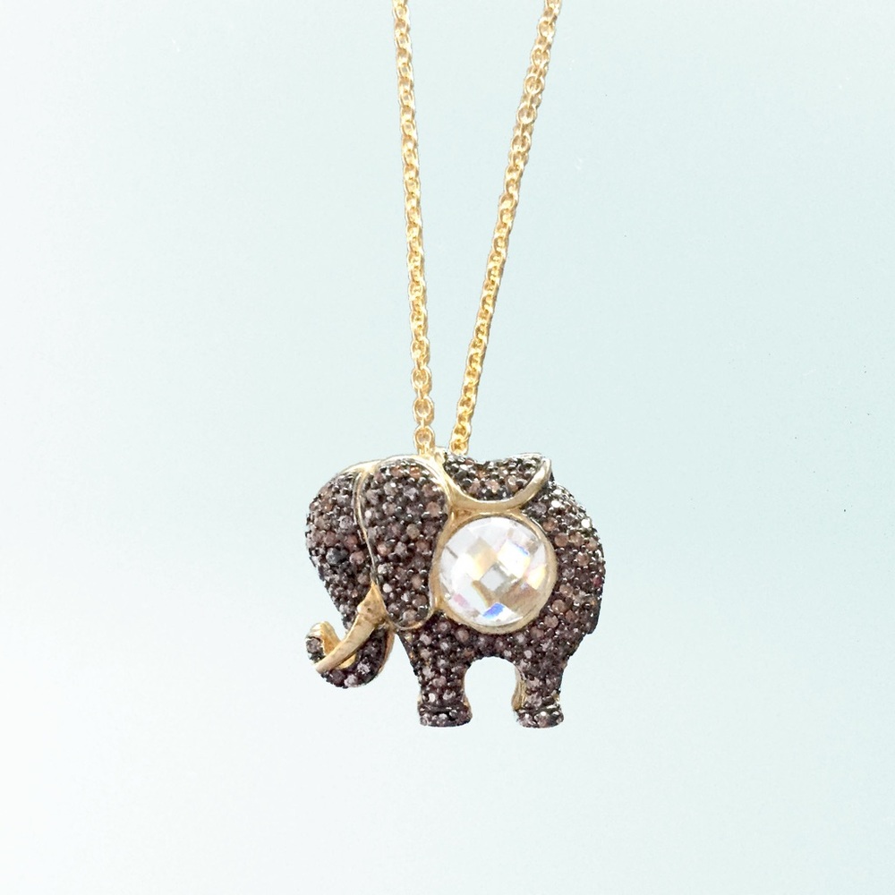 Lucky Champagne Elephant Pendant Necklace