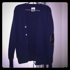 Navy cardigan with elbow patches