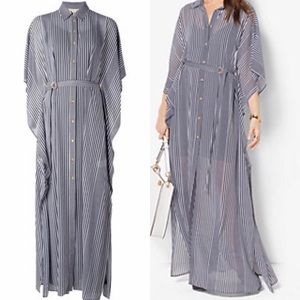 White and black striped maxi dress -Michael Kors.