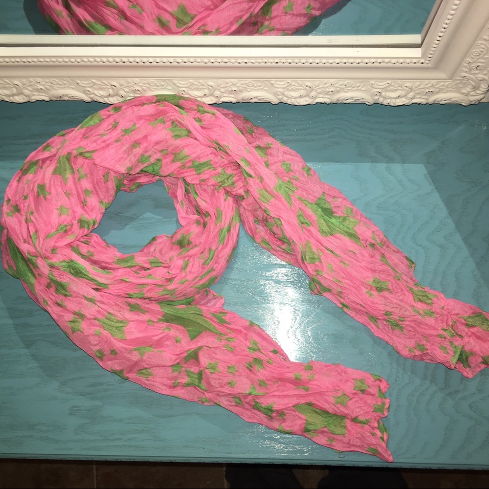 Pink Scarf with Star Print