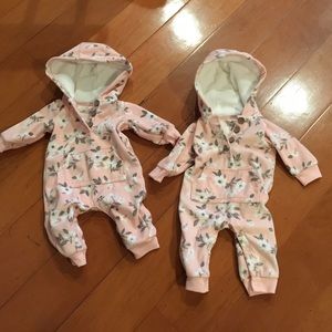 Infant Clothing - Fleece Bodysuits (Twin Girls)