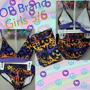 Girls OP Peace & Love 2pc Swim Suit Size 5/6