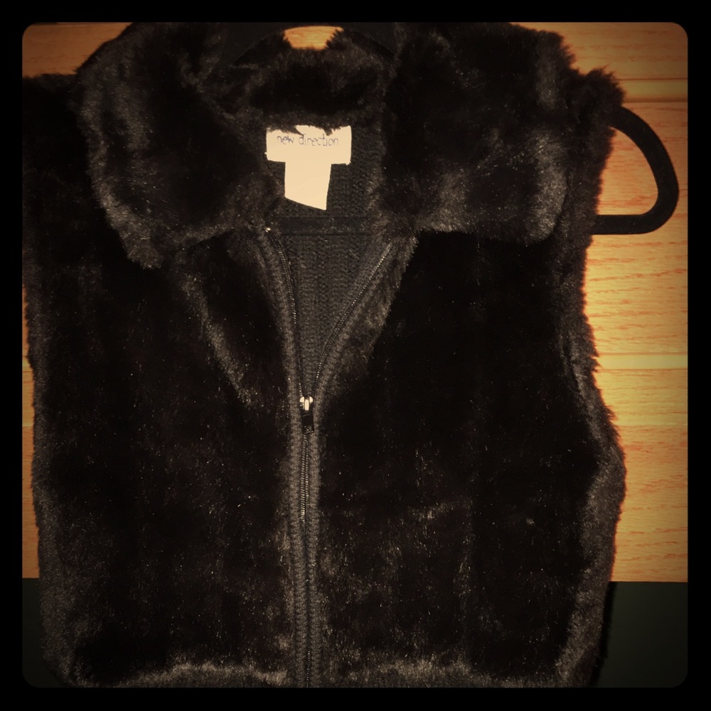 Black Faux Fur Vest