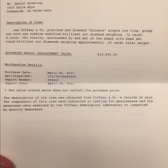 Tiffany & Co soleste engagement ring - Picture 4 of 4