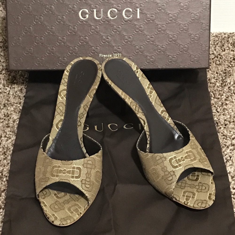 🔒SOLD🔒 GUCCI Women's Brown Peep Open High Heel