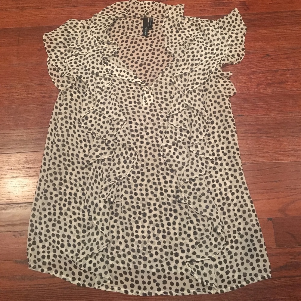 Sheer Printed Flowy Ruffled Blouse