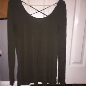 Olive Green Cross Back Top