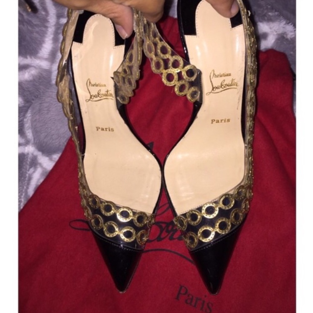 Authentic black patent leather Louboutin heels