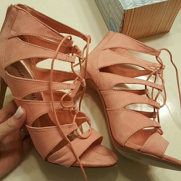 Madden Girl Shoes - Pink Suede Lace Up Heels