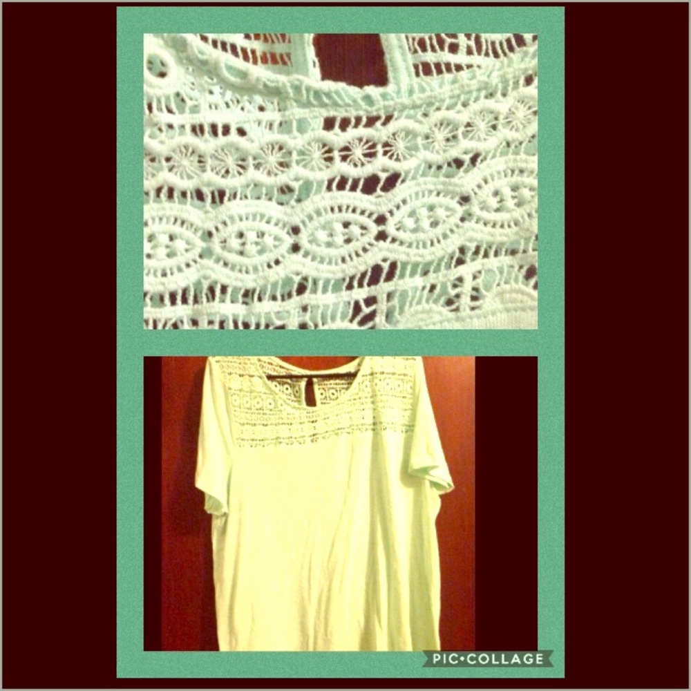⏰DONATING 7/24/17 mint green crochet detail top ⏰