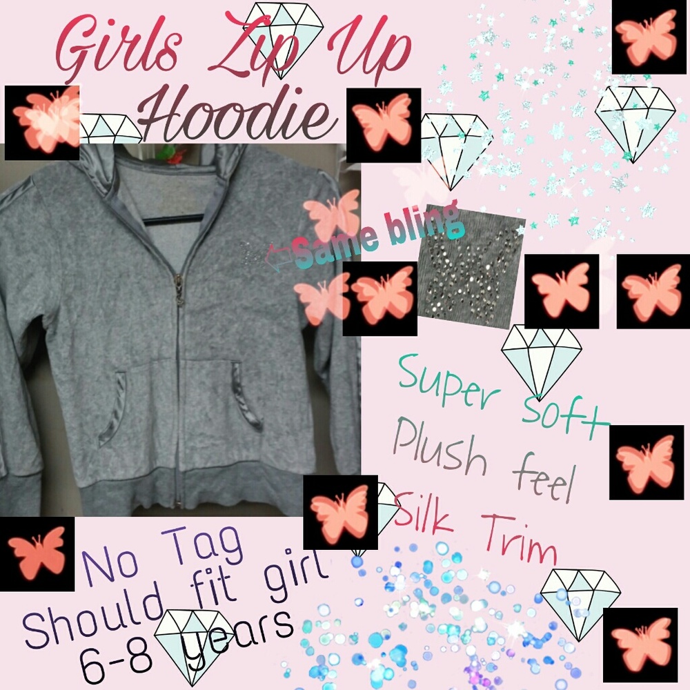 Super soft & silky Girls Bling Zip Hoodie Size 6-8
