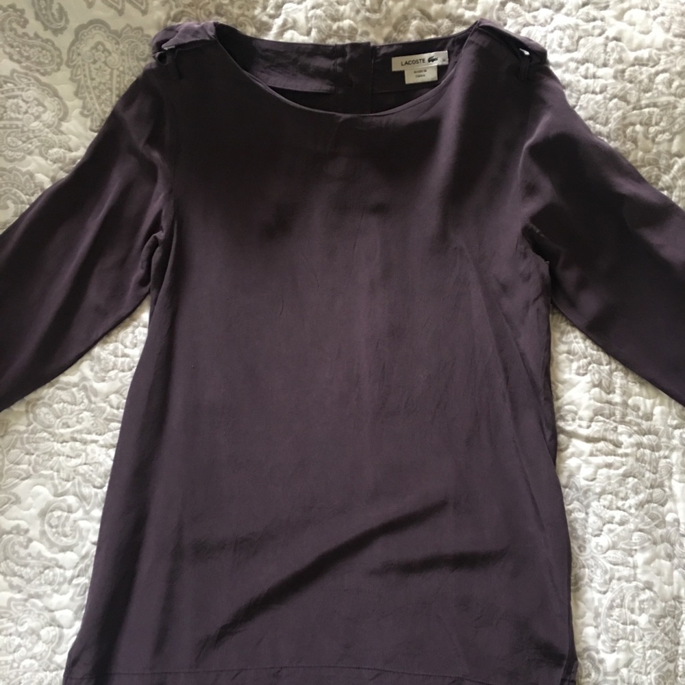Lacoste women's 3/4 sleeve 100% silk shirt