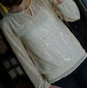 Sheer White Keyhole Blouse