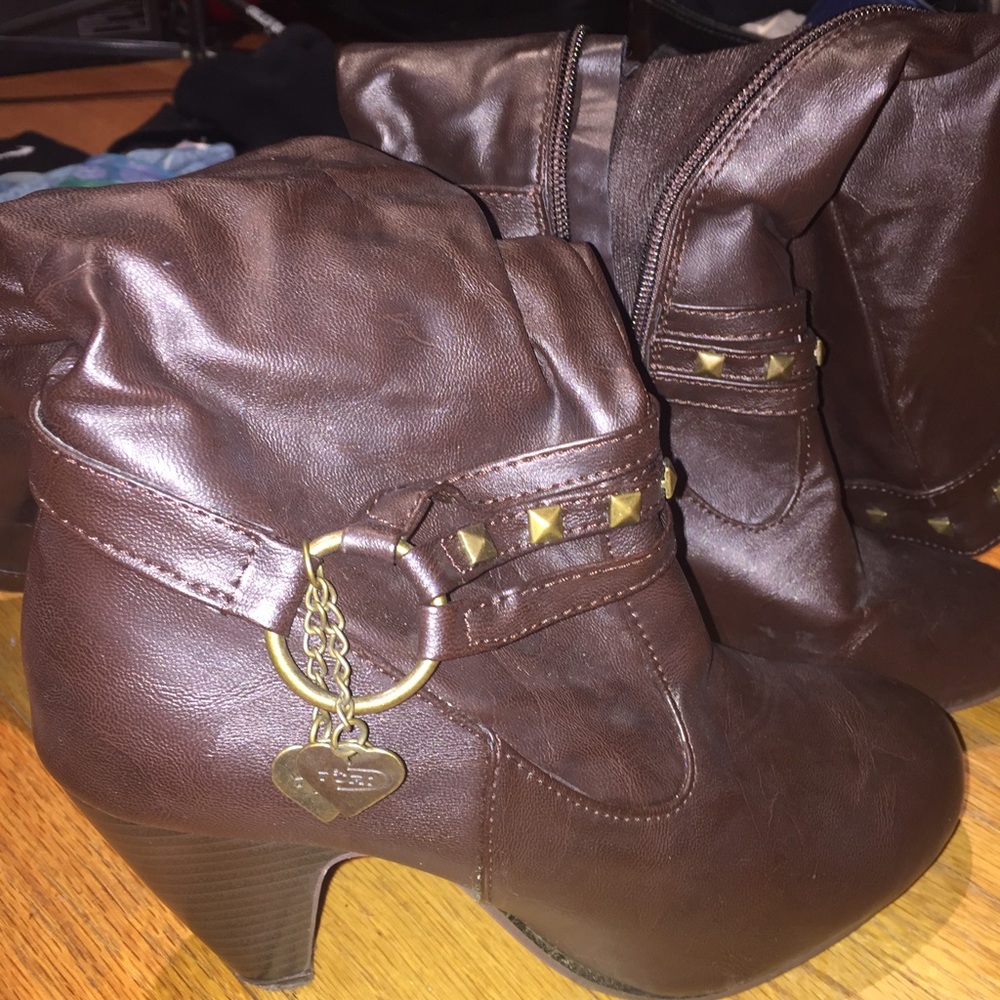 Dark brown studded boots