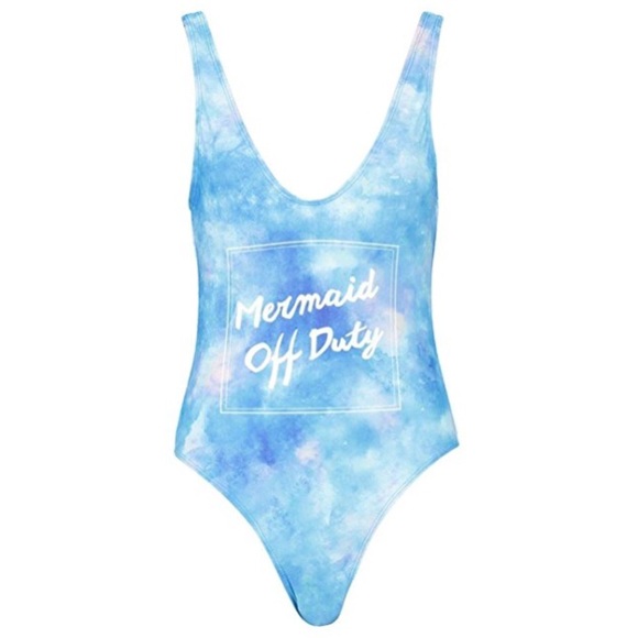 NWOT Cute Blue Mermaid Quote Swimsuit - Picture 4 of 4