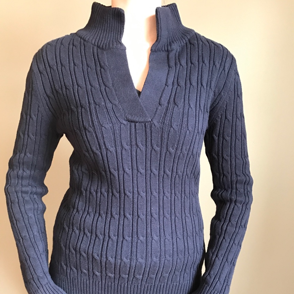 Liz Claiborne Navy Cable Knit Sweater