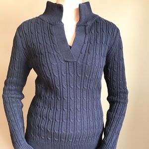 Liz Claiborne Navy Cable Knit Sweater