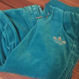 Velour Track Pants Turquoise Lab Green Blue