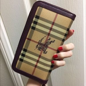Haymarket Check Ziparound Wallet - Eggplant Trim